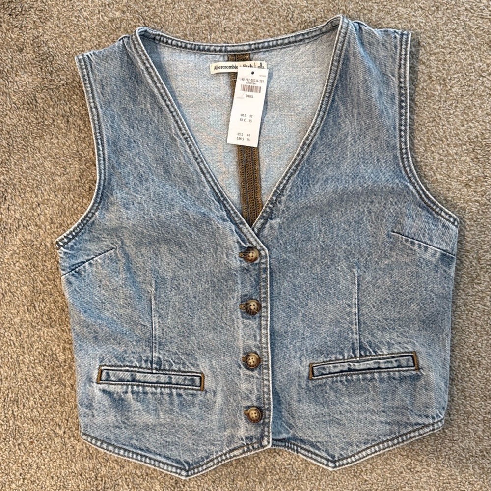 Abercrombie & Fitch Light Blue Denim Vest